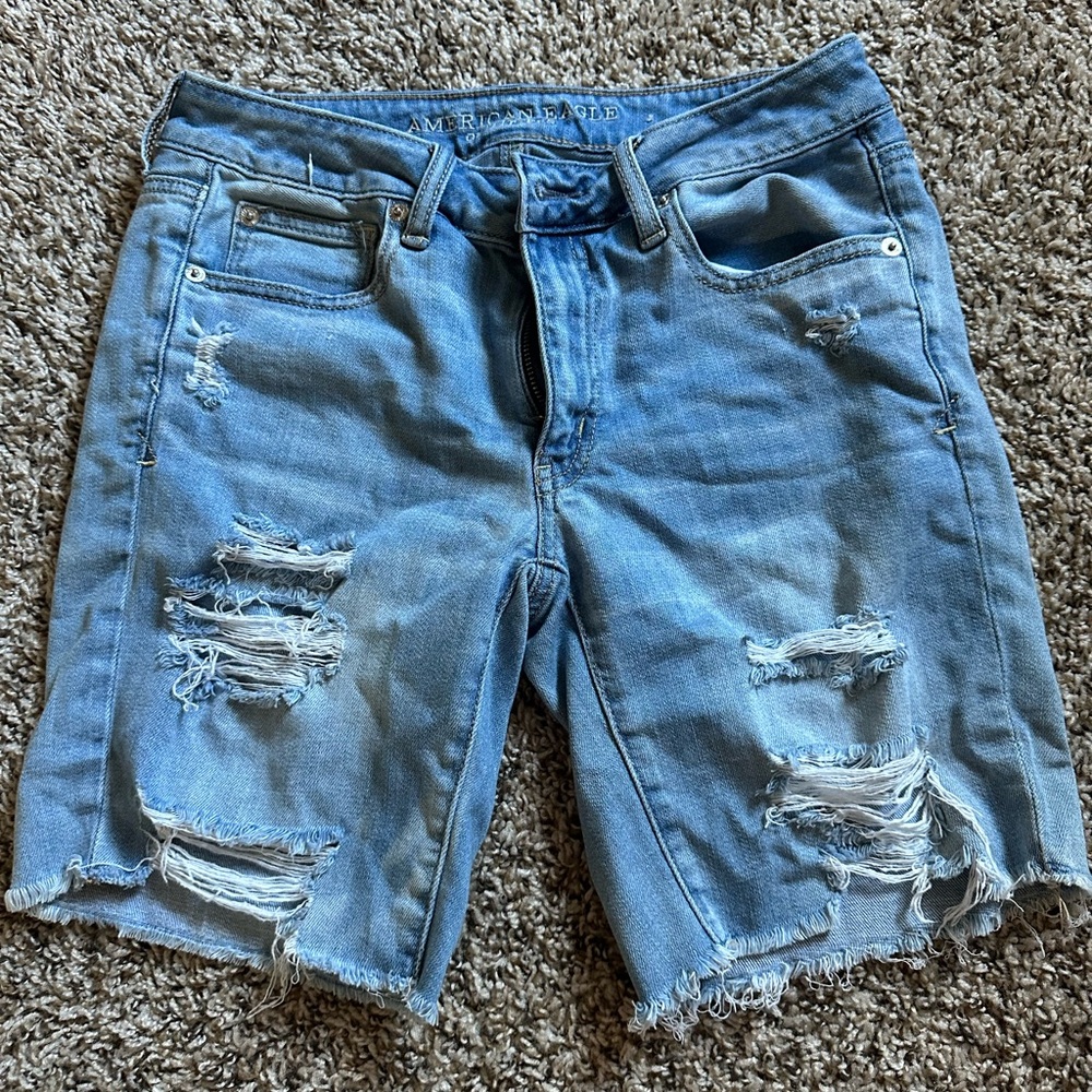 American Eagle Outfitters Light Blue Distressed Shorts